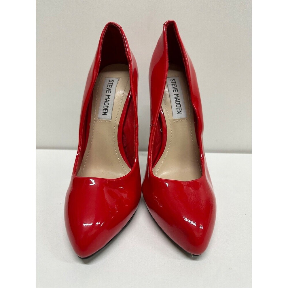 Steve Madden lipstick women size 5.5 M stiletto heel Pumps Red Leather upper - Picture 2 of 10